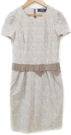 エムズグレイシー ワンピース ひざ丈 半袖 Uネック 切替 リボン 千鳥格